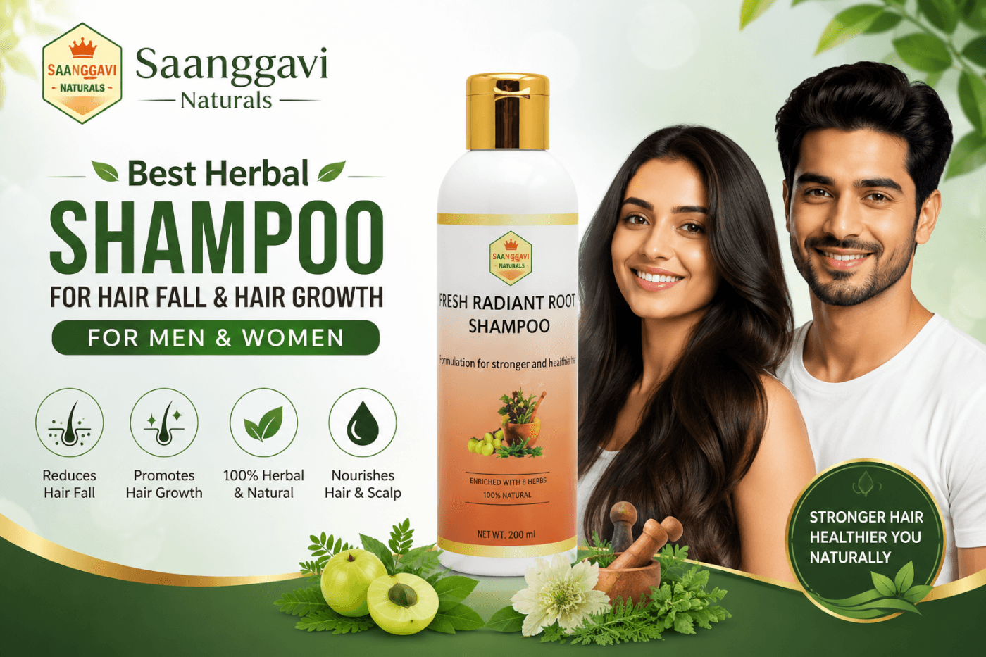 Best herbal shampoo for hair fall and hair growth for men and women with Ayurvedic herbs